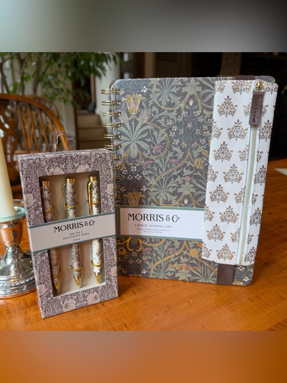Morris & Co. NWT Woodland Weeds Floral Pattern Journal & 3 Pc Pen Set